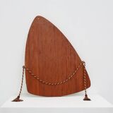 Miroir triangulaire organique vintage avec dos en bois, Belgique années 1960