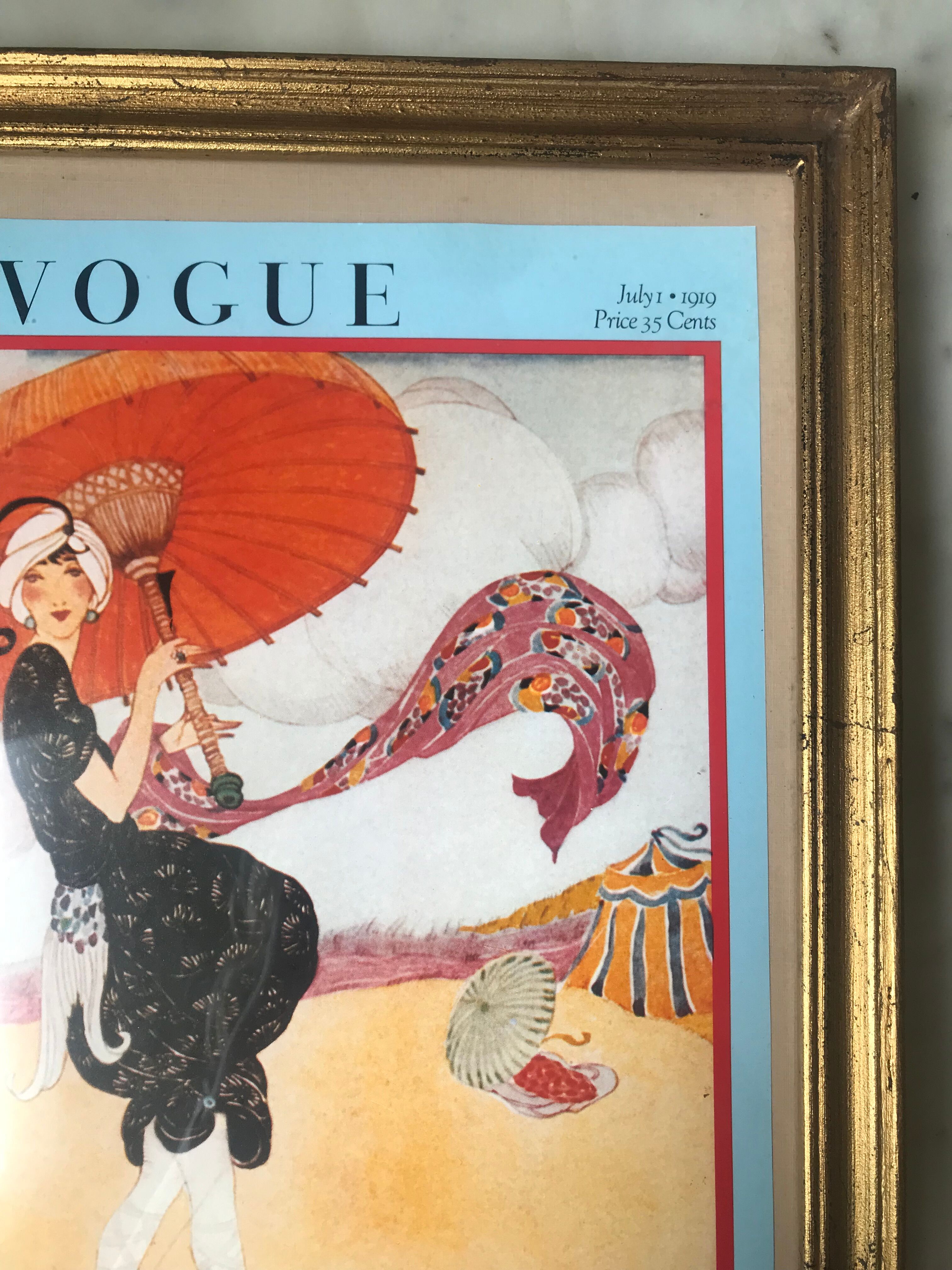 Illustration, former cover of Vogue Magazine, under golden frame