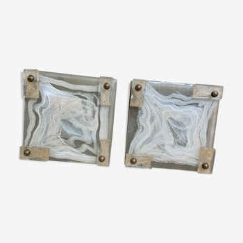 Pair of Poesia wall lamps / Murano glass / 1980