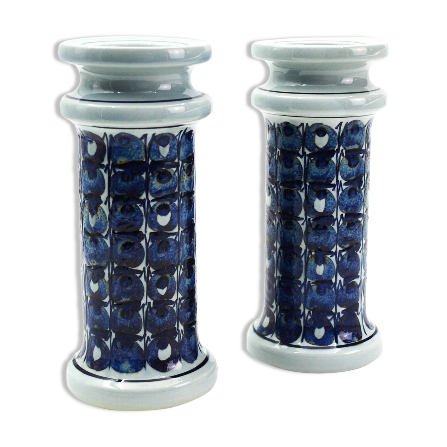 Pair of earthenware candlesticks from the Tenera series by Grete Helland-Hansen for Royal Copenhagen