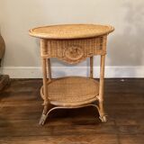 Side table in bamboo and rattan, 60s-70s