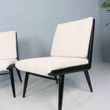 2x 'boomerang' h. mitzlaff, e. schmidt for soloform, bouclé lounge chairs, 1953