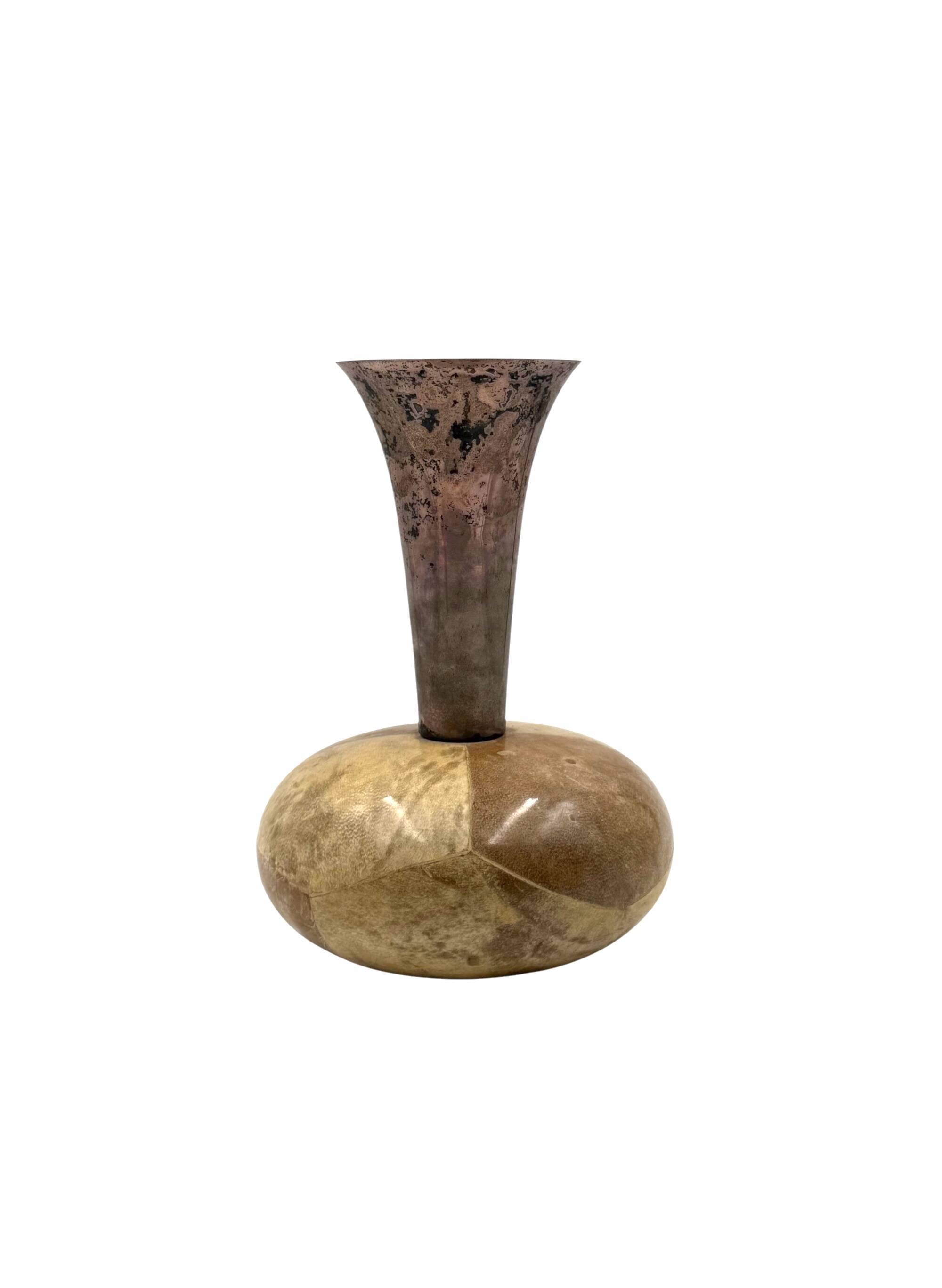 Mid-century cream parchment vase, Aldo Tura Italy 1950s