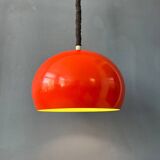 Big vintage red metal space age pendant lamp