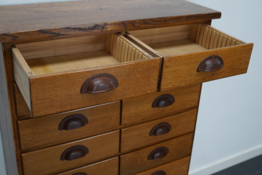 German apothecary's cabinet in oak mid-twentieth century