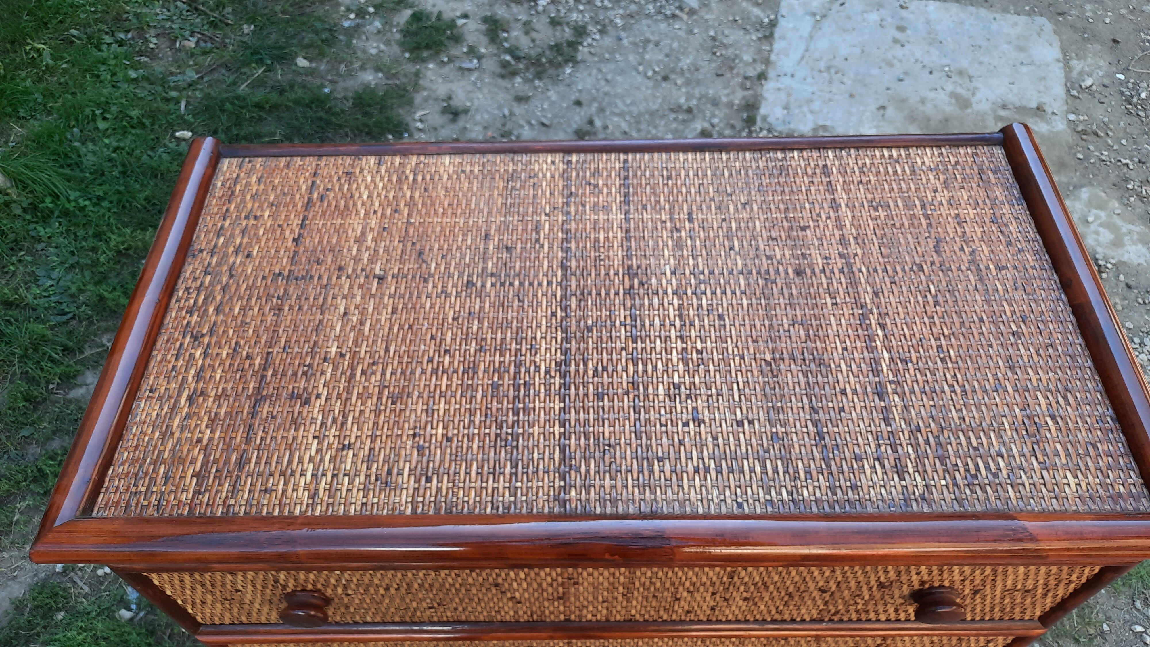 Rattan and bamboo chest of drawers