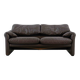 Brown leather 2-seater sofa Cassina Maralunga by Vico Magistretti