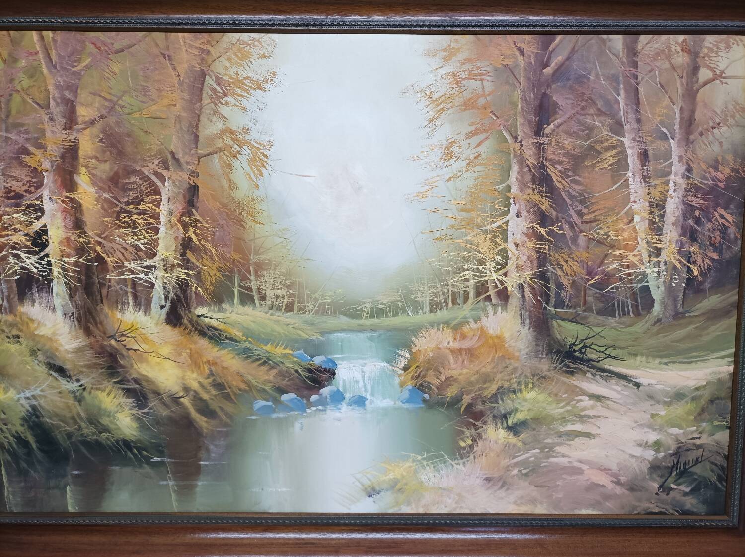 Large oil painting on canvas signed Miguel