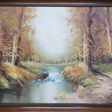 Large oil painting on canvas signed Miguel