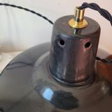 Duo of white and black enameled sheet metal pendants