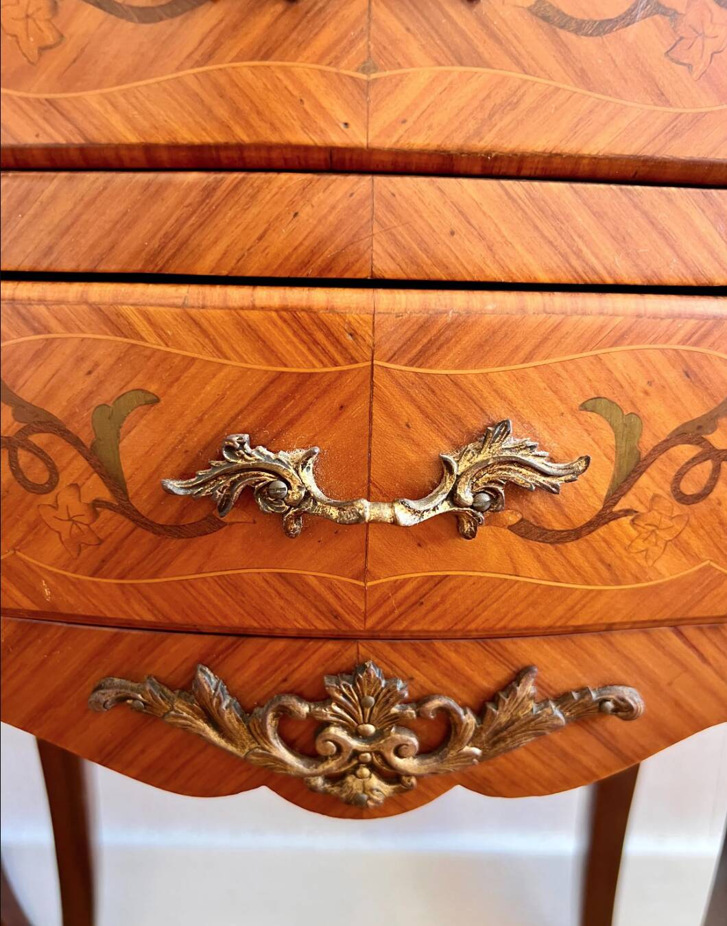 Pair of Vintage French Nightstands, Set of Rosewood Bedside Tables with Mar