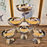 6 vintage stainless steel ice cream cups Letang Remy