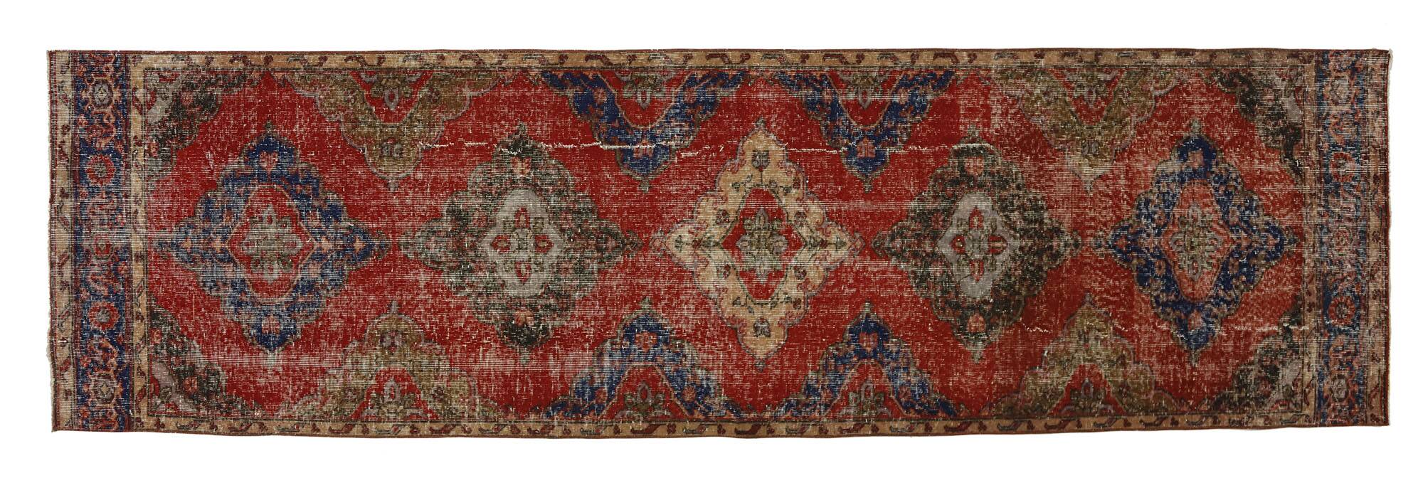 Tapis couloir vintage fait main – Anatolie, années 1950 – 370x106 cm
