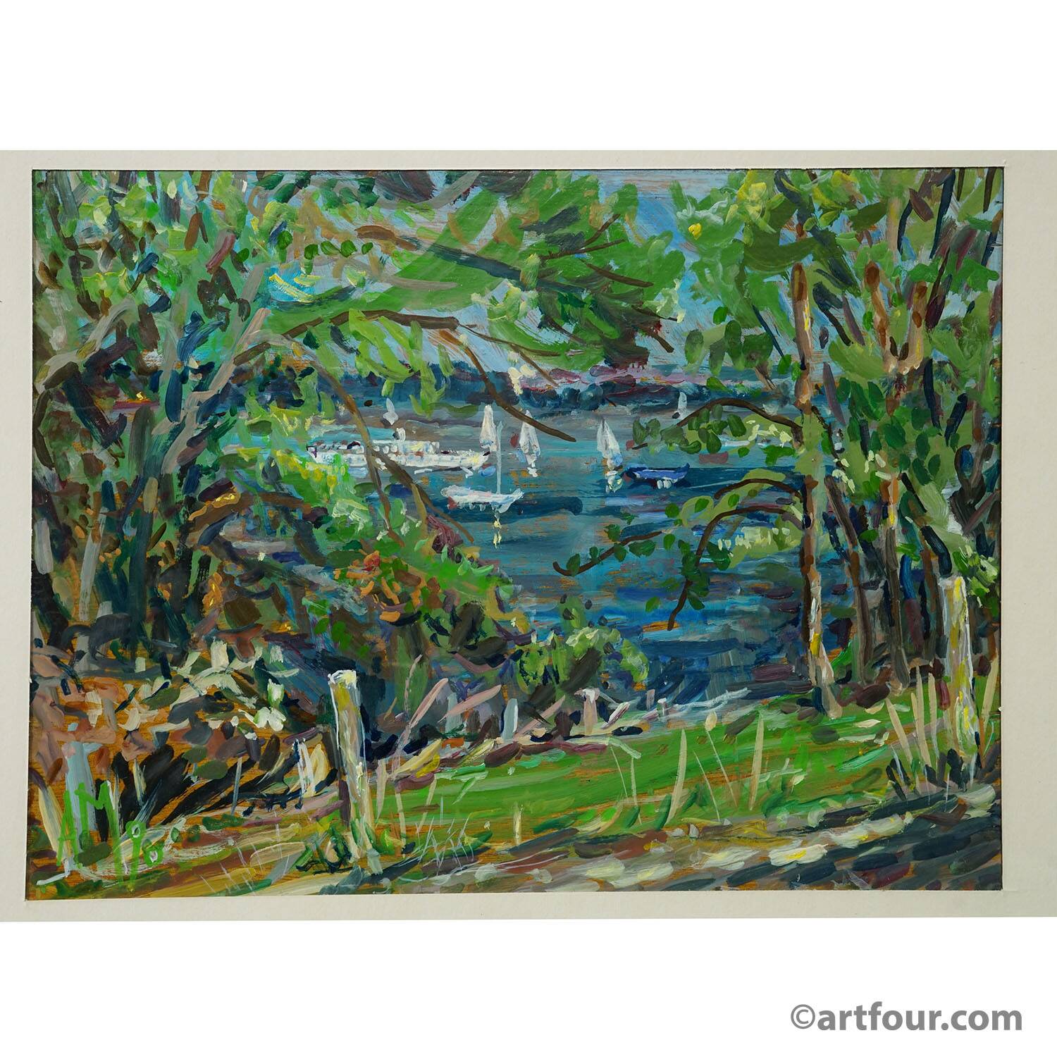 Oil painting by Alexander Michael - Chiemsee near Mittendorf 1990