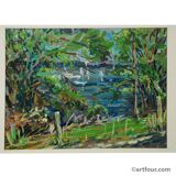 Oil painting by Alexander Michael - Chiemsee near Mittendorf 1990