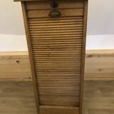 Rare oak filing cabinet with interior drawers and curtain closure, all e