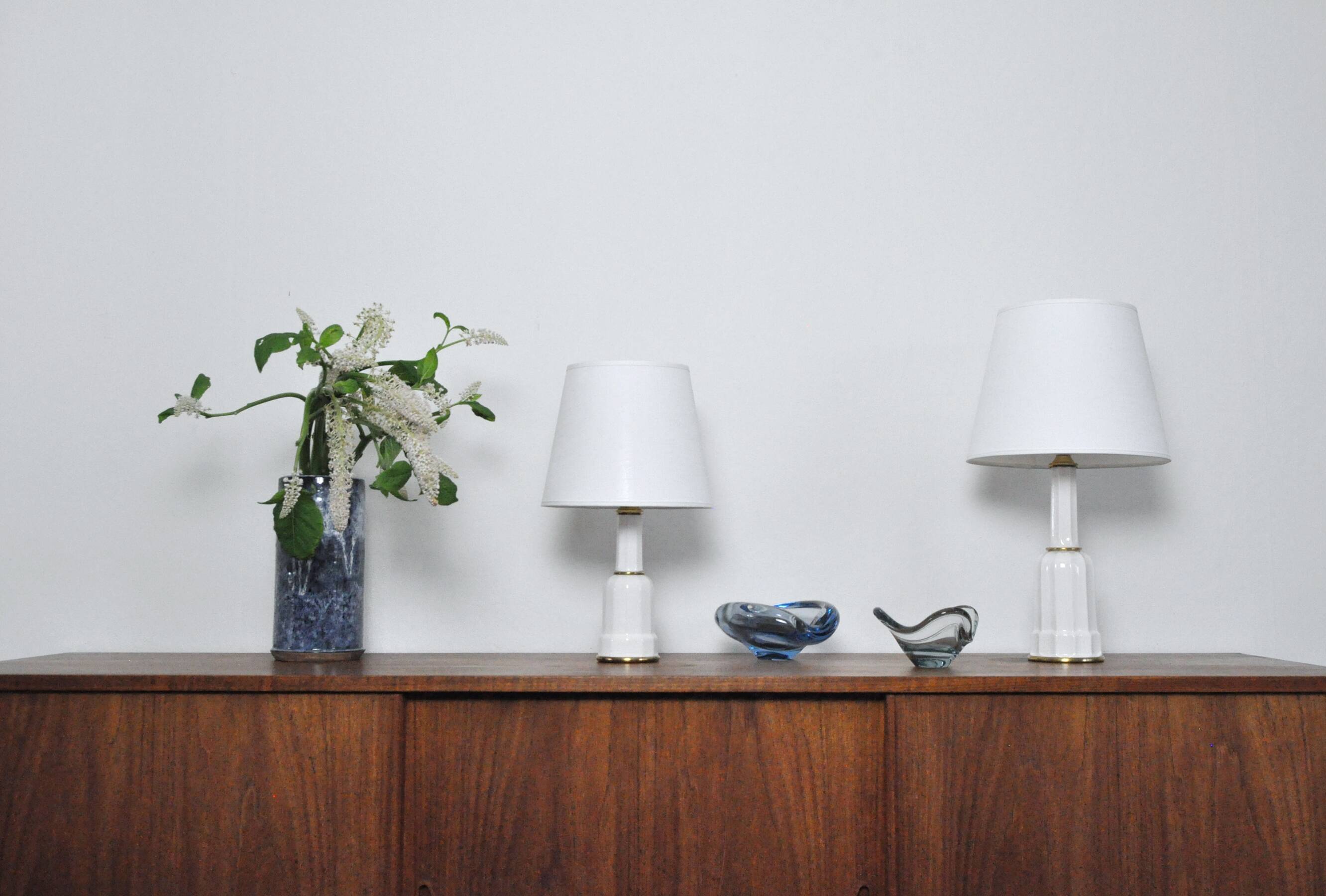 Classic Danish Heiberg table lamps in porcelain