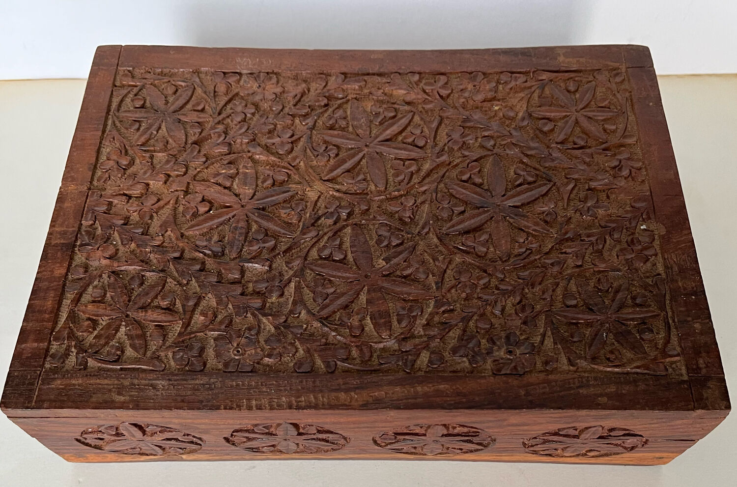 Carved wooden box