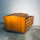 Double-sided wooden industrial filing cabinet with 48 vintage drawers