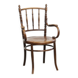 Chaise bistrot ancienne en bois avec accoudoirs