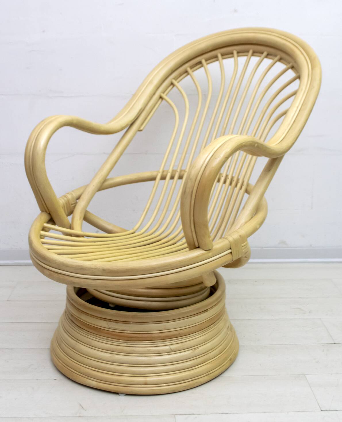 Mid-Century Modern Swivel and Rocking Armchair Bamboo, 1970s