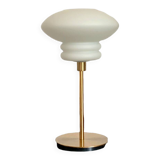 Table lamp made with an old white globe in matt opaline