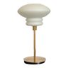 Lampe de table à poser réalisée avec un globe ancien blanc en opaline mat