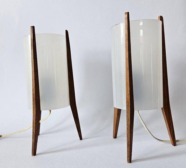 Pair of Mid-Century Table Lamps Pokrok Zilina, Tripod, Rocket, 1970s