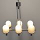 Space Age chandelier with 6 lights in white sandblasted opalines from the 60s/70s