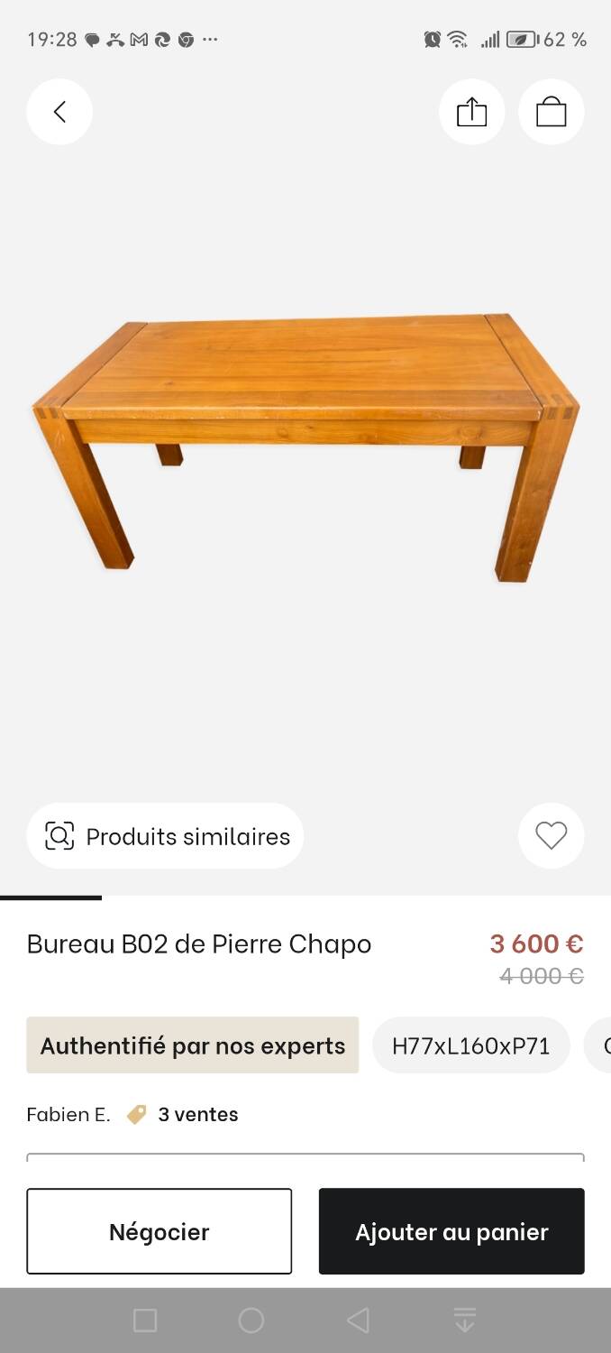 Pierre CHAPO vintage mid century desk