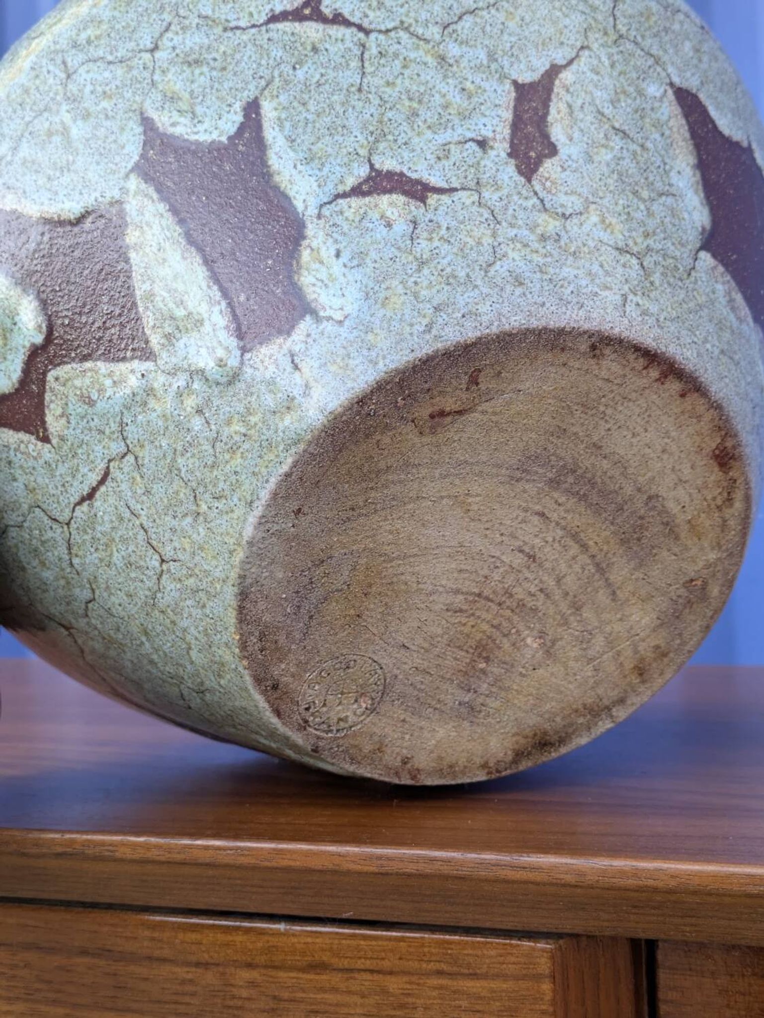 Coupe / cache-pot céramique Accolay signé – Grès émaillé vintage 60