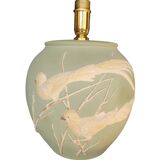 Matt green table lamp and birds in relief