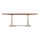 Midcentury Italian Dining Table in Mahogany, Brass, Marble. Fr
