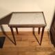 Louis XVI style side table in mahogany and white marble tray.