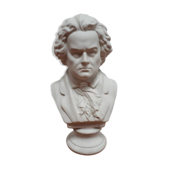 Buste Beethoven biscuit porcelaine pied douche