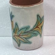 Vintage ceramic, 70" vintage cornflower enameled brush pot to identify