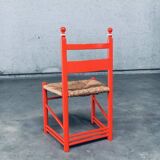 Austrian Folk Art Rush Side Chair, 1970s