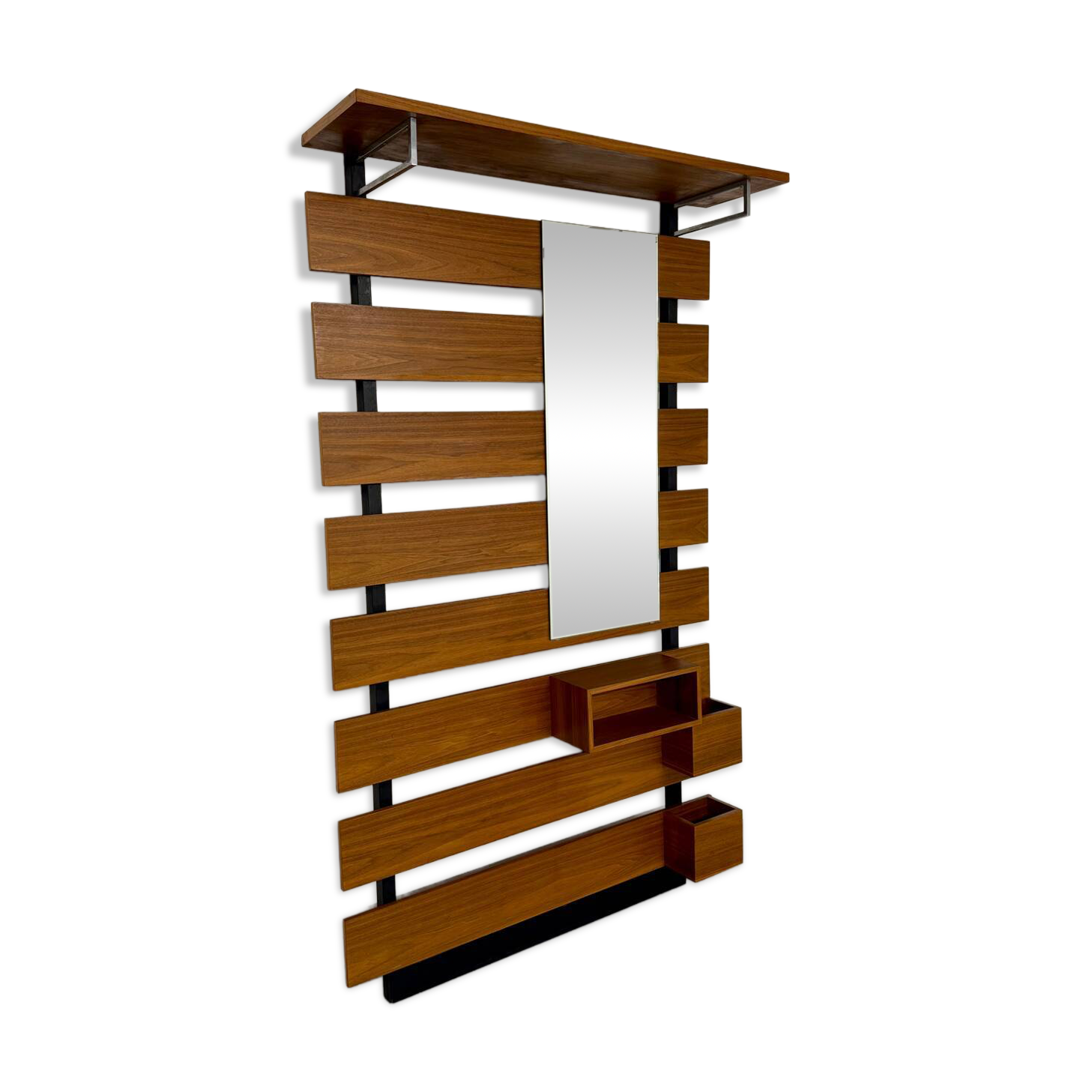 Scandinavian design teak wall unit with entrance door from the 70s