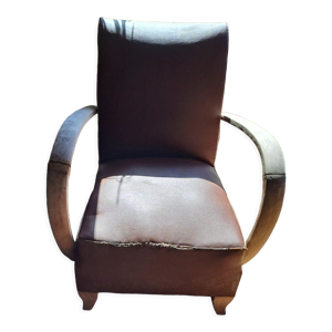 fauteuil cuir art déco - 1930