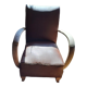 Fauteuil cuir art déco 1930 base bois