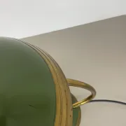 German green bauhaus table lamp in brass and metal by helo lights, germany, 1950s