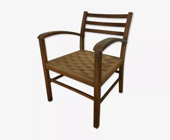 Rope and wood vintage armchair 50s