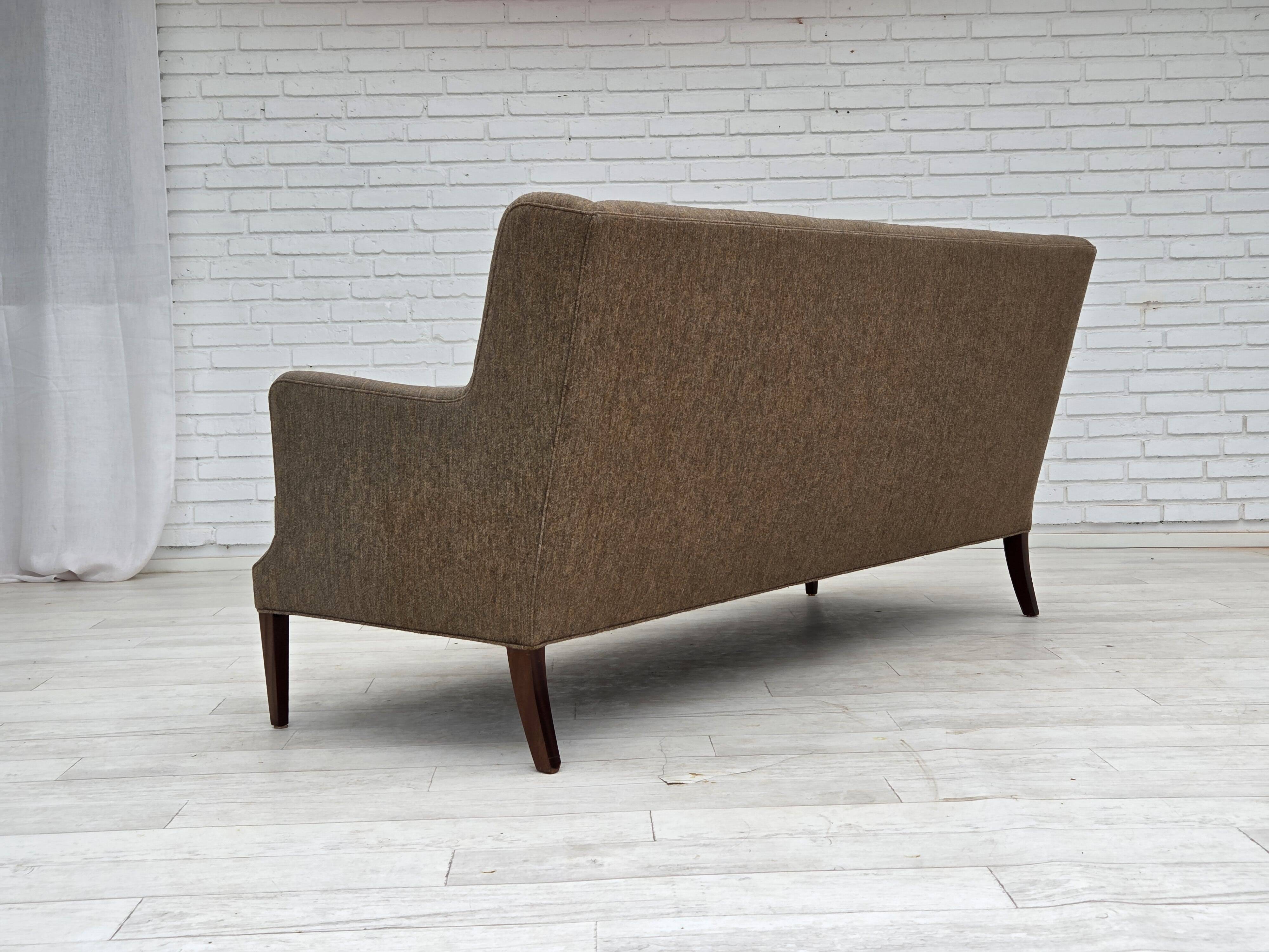 1960s, Danish 3-seater sofa, furniture wool, teak wood.