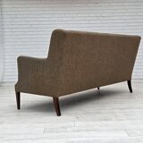 Années 1960, canapé 3 places danois, laine d'ameublement, bois de teck.