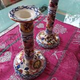 Set of 2 Gien earthenware candlesticks