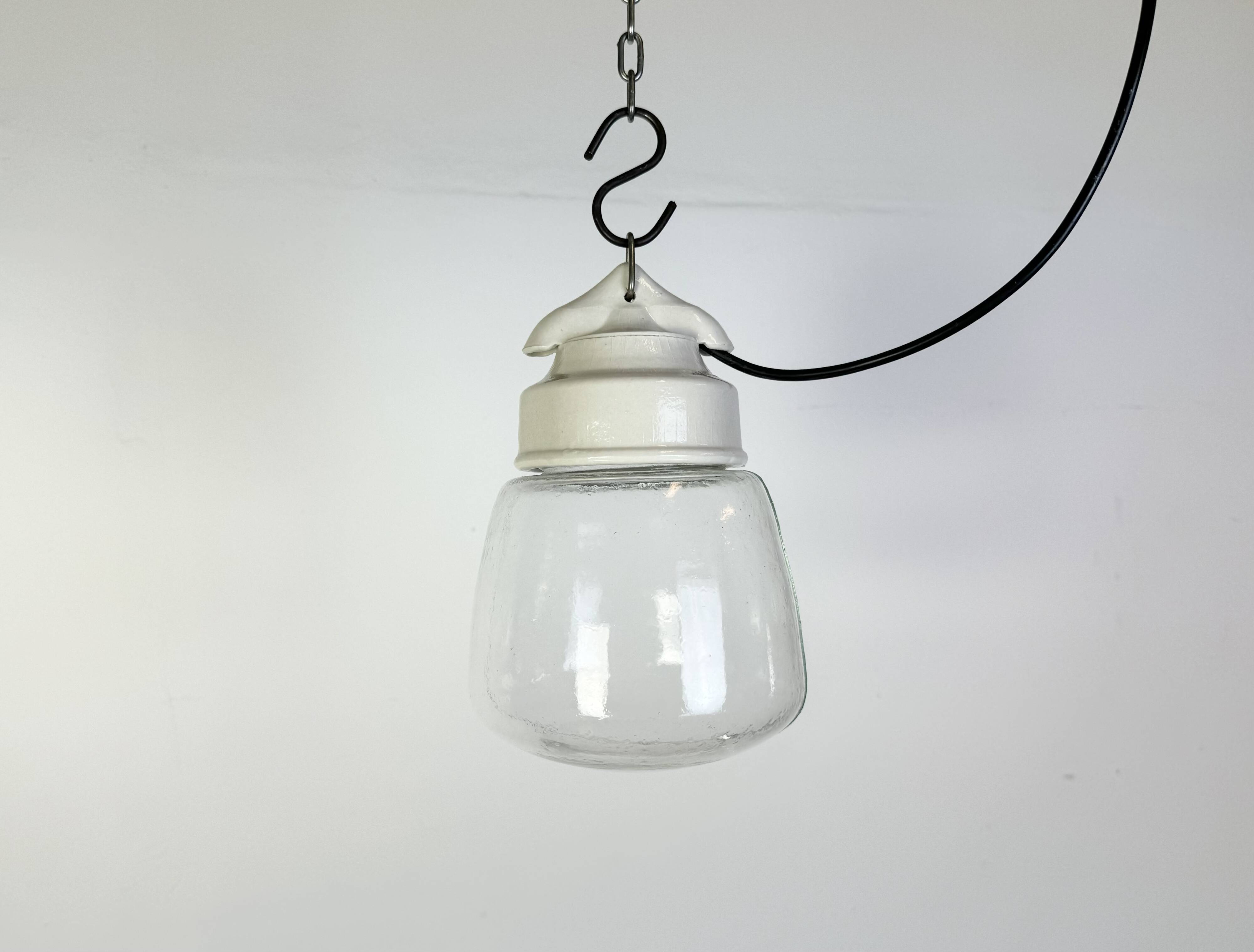 Vintage White Porcelain Pendant Light, 1970s