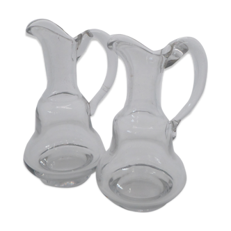 Pair of small glass decanters