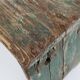 Industrial green wooden stool with nice patina, France 1900