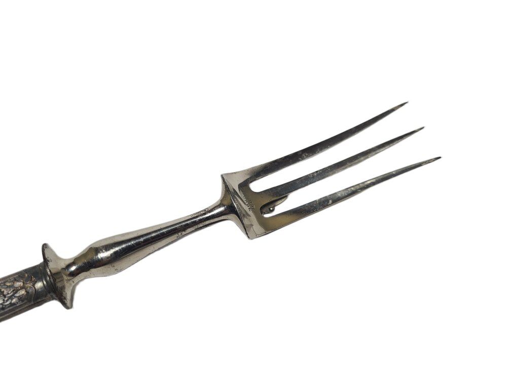 Art Nouveau silver fork for roasted beef, France, 1900s