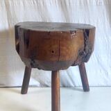 Brutalist solid oak side table – 40s/50s